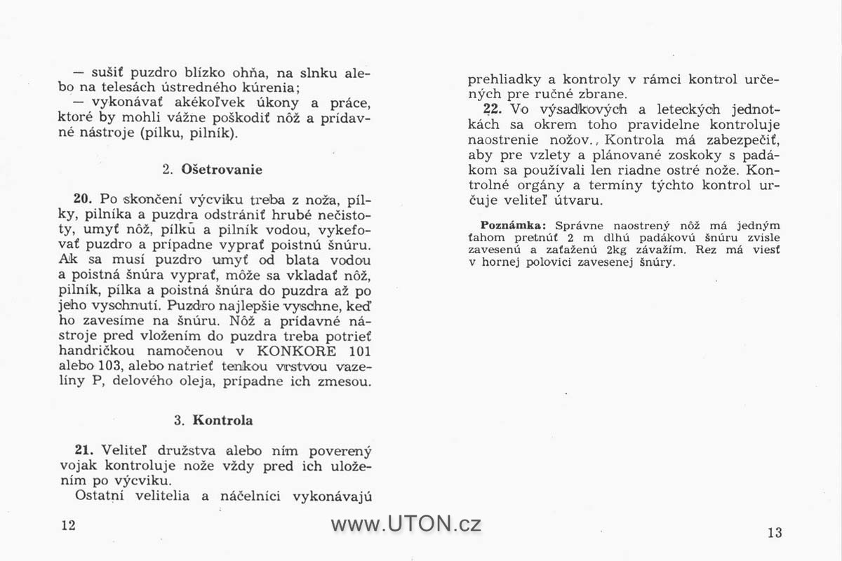 Vojenský předpis Děl-21-22/s – nůž UTON vz. 75 – strana 5